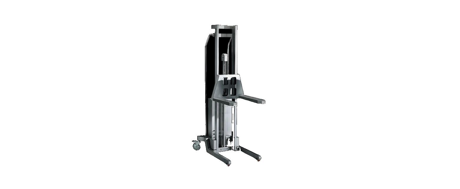 McMaster-Carr Material Handling Manual hydraulic lift stacker with fork attachment
