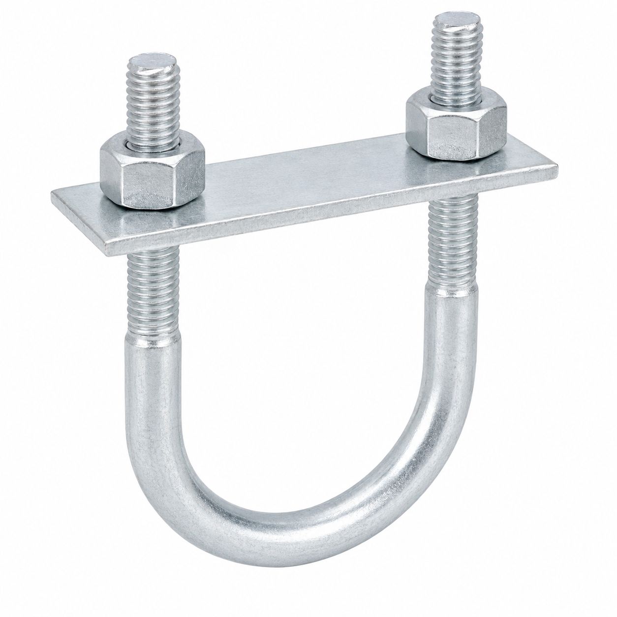 McMaster-Carr Suspending Parts: Galvanized steel U-bolt with backing plate and hex nuts for mounting and suspending round pipe or conduit