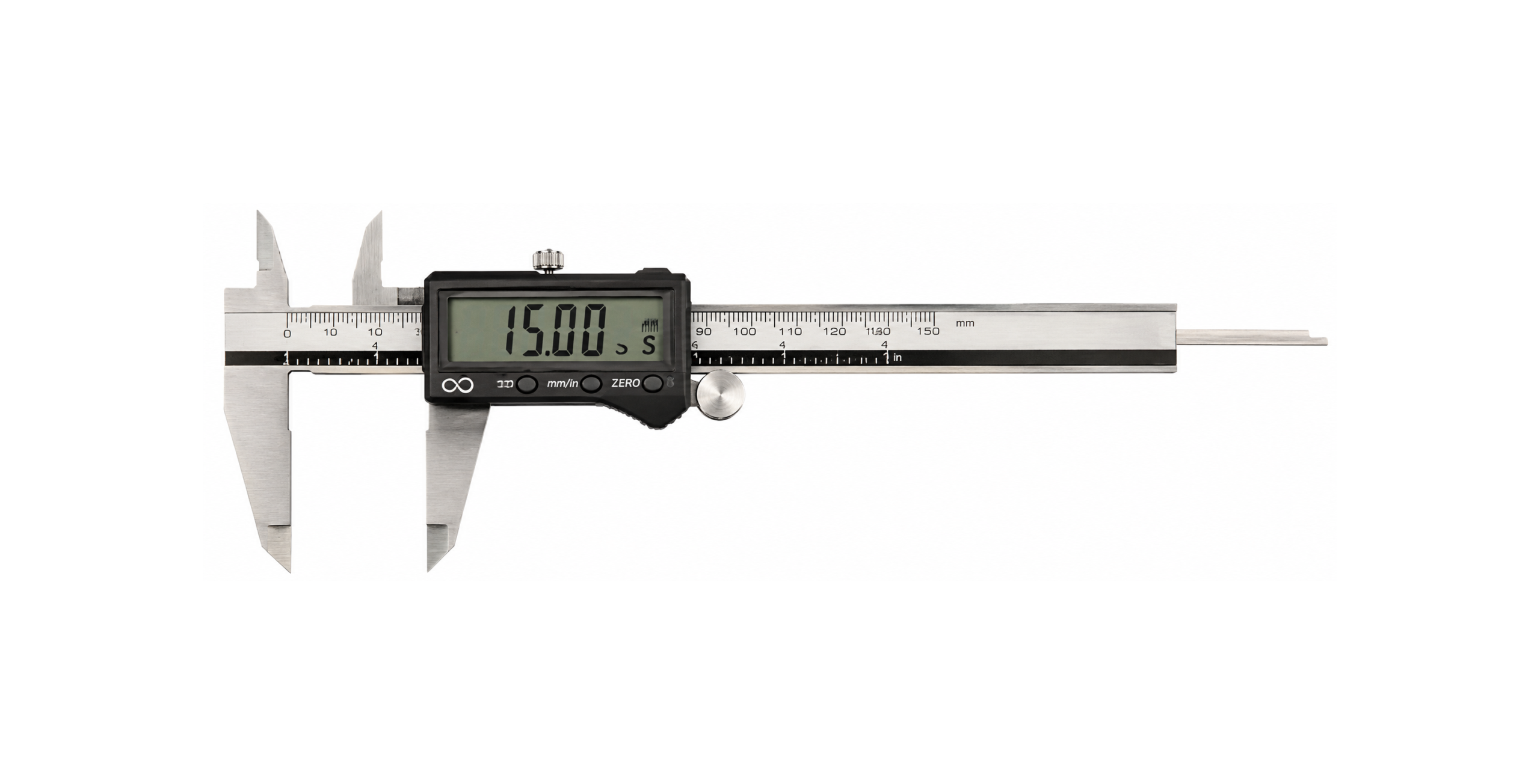 McMaster-Carr Measuring and Inspecting Parts: Digital caliper displaying a 15.00 mm measurement
